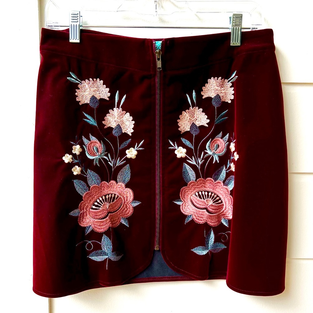 Velvet Embroidered Skirt